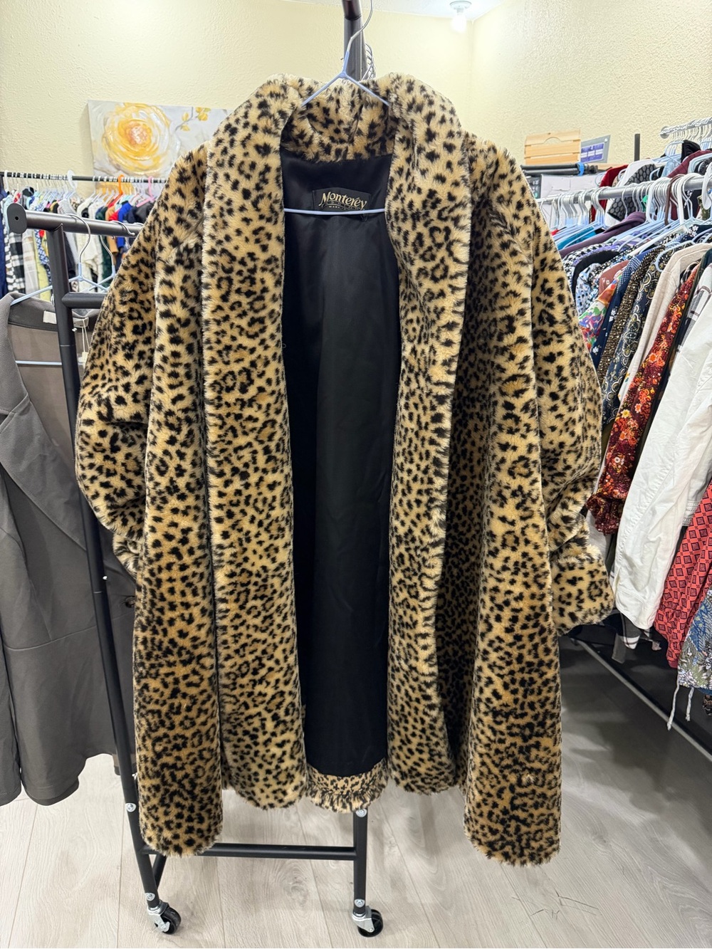 Vintage Monterey Leopard Faux Fur Coat — Made in USA